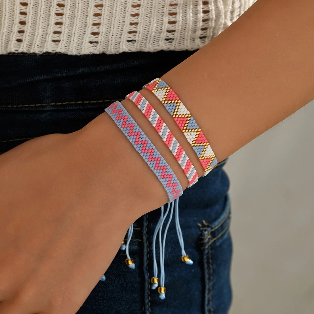 ZHONGVI Hand woven Miyuki Beaded bracelet set with popular design for Women Crystal Armband Fashion Accessories