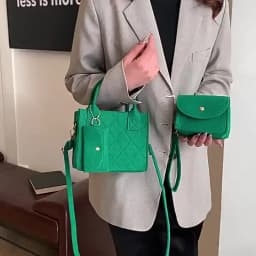 3pcs/set Embossed Women's Handbag Stylish Crossbody Bag, Clutch and Wallet, Solid Color Fabric Shoulder Bag for Women Daily Use