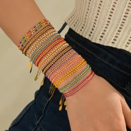 ZHONGVI Bohemian Stainless Steel Chain Bracelet Handmade Braided String Minimalist Bangles Suitable for daily wear Jewelry Gift