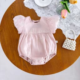 Baby Jumpsuit Summer Girl Baby Embroidered Short Sleeves Rompers Baby Thin Clothes Princess Crawling Clothes