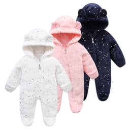 Newborn Baby Flannel Rompers Soft Warm Autumn Winter Bodysuit for Boys & Girls Cartoon Print Jumpsuit 0-19M Newborn Baby Clothes