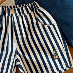 Ircomll New Classic Shorts for Boys Baby Cotton Stripe Elastics Waist Casual Summer Toddler Shorts Lightweight 9m-4 Years