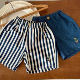 Ircomll New Classic Shorts for Boys Baby Cotton Stripe Elastics Waist Casual Summer Toddler Shorts Lightweight 9m-4 Years