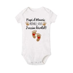 Grandpa and Grandma Get Ready I'll Be Here Soon Print Baby Romper Pregnancy Announcement Infant Bodysuit Outfit Newborn Jumpsuit