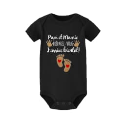 Grandpa and Grandma Get Ready I'll Be Here Soon Print Baby Romper Pregnancy Announcement Infant Bodysuit Outfit Newborn Jumpsuit