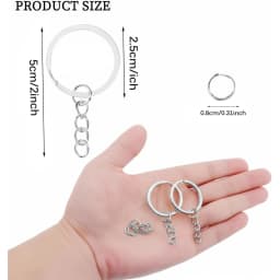60 Sets Flat Key Chain Rings Bulk Metal Key Ring with Chain Jump Rings for Keychain Holder Resin DIY Crafts Jewelry Making