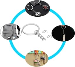 60 Sets Flat Key Chain Rings Bulk Metal Key Ring with Chain Jump Rings for Keychain Holder Resin DIY Crafts Jewelry Making