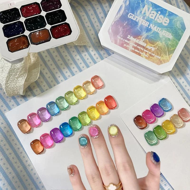 Summer Candy Jelly Color Solid Nail Polish Gel 9 Colors Nail Gel - Strong Setting Gel, Transparent Jelly Color, Can Be Overlaid