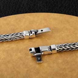 100% S925 Sterling Silver Handmade Woven Retro Domineering Style Personality Keel Man Woman Pure S925 Silver Bracelet Jewelry