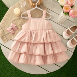 Girls Dresses Summer Bow Multi-Layer Mesh Halter Baby Girl Dresses Cute Birthday Party Dresses Baby Dresses Baby Girl Clothing