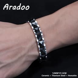 ARADOO Premium Ceramic Titanium Steel Bracelet for Men Women with Hematite Magnetic Therapy Wristband Jewelry Gifts