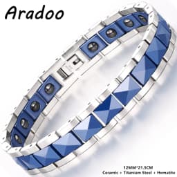 ARADOO Premium Ceramic Titanium Steel Bracelet for Men Women with Hematite Magnetic Therapy Wristband Jewelry Gifts