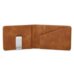 New Fashion Men's Leather Money Clips Wallet With A Metal Clamp Multifunctional Male Slim Card Purse For Money Cash Holder
