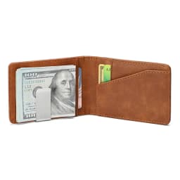 New Fashion Men's Leather Money Clips Wallet With A Metal Clamp Multifunctional Male Slim Card Purse For Money Cash Holder