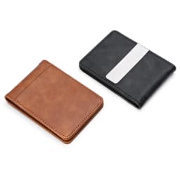 New Fashion Men's Leather Money Clips Wallet With A Metal Clamp Multifunctional Male Slim Card Purse For Money Cash Holder