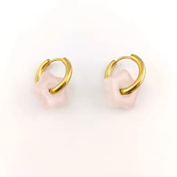 HUIDANG Stainless Steel Hoop Earrings With Stones Ohrringe Natural Flower Green Stone Earrings Woman Trending Pendientes