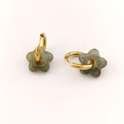 HUIDANG Stainless Steel Hoop Earrings With Stones Ohrringe Natural Flower Green Stone Earrings Woman Trending Pendientes