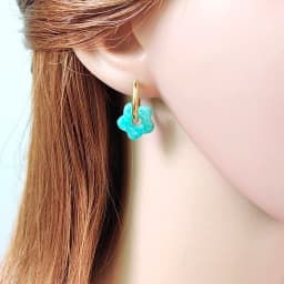 HUIDANG Stainless Steel Hoop Earrings With Stones Ohrringe Natural Flower Green Stone Earrings Woman Trending Pendientes