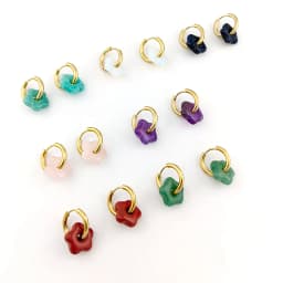 HUIDANG Stainless Steel Hoop Earrings With Stones Ohrringe Natural Flower Green Stone Earrings Woman Trending Pendientes