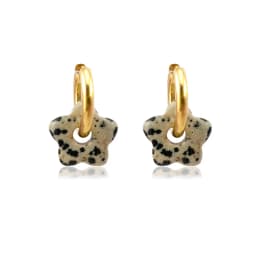 HUIDANG Stainless Steel Hoop Earrings With Stones Ohrringe Natural Flower Green Stone Earrings Woman Trending Pendientes