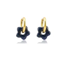 HUIDANG Stainless Steel Hoop Earrings With Stones Ohrringe Natural Flower Green Stone Earrings Woman Trending Pendientes