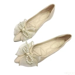 Ladies' versatile temperament pointed bow flat shoes Spring summer new fashionable elegant comfortable dress flat shoes