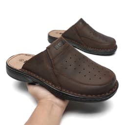 First-Layer Cowhide Men's New Fashion Open-Toe Casual Men's Summer Sandals Adjustable Non-Slip Comfortable Soft-Soled Beach Shoe