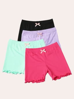 4 Pairs of Girls Cute Safety Short Pants,Kids Fashion Soft Elastic Waist Solid Color Leggings Set for 1-12 Years Babies and Kids