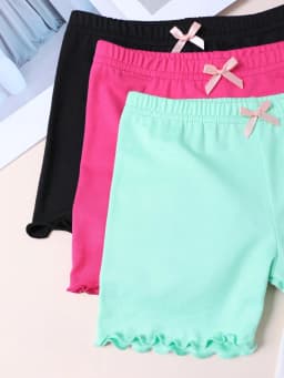 4 Pairs of Girls Cute Safety Short Pants,Kids Fashion Soft Elastic Waist Solid Color Leggings Set for 1-12 Years Babies and Kids