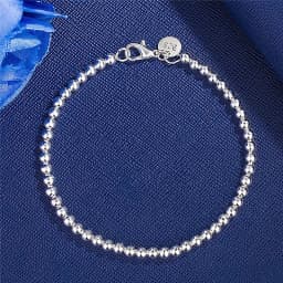 925 Sterling Silver Charm Bracelet for Women 4mm Beads Chain Popular Brands Jewelry Wedding Party Christmas Gifts