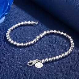 925 Sterling Silver Charm Bracelet for Women 4mm Beads Chain Popular Brands Jewelry Wedding Party Christmas Gifts