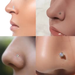 18Pcs Small Open Nose Rings Love Heart Pendant Nose Stud L Shaped Butterfly Flower Stainless Steel Spiral Nose Piercing Jewelry