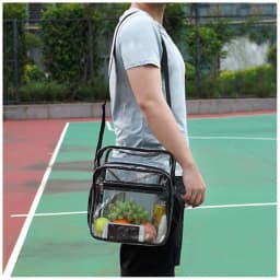 TINYAT Women Lightweight Mesh Strap Waterproof Transparent Pvc Bags Umbrella Cell Phone with Front Pocket Casual Handbag