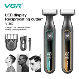 VGR V-360 Professional Shaving Set LED Intelligent Digital Display Men's Shaver IPX6 Waterproof Private Area Cleaning Shaver