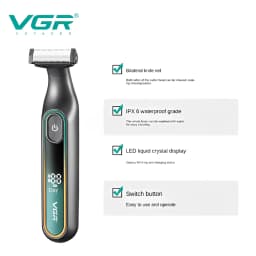 VGR V-360 Professional Shaving Set LED Intelligent Digital Display Men's Shaver IPX6 Waterproof Private Area Cleaning Shaver