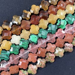 Natural Faceted Flower Clover Quartz Turquoise Agates Spacer Beads For Jewelry Making DIY Bracelet Necklace 12MM 14MM