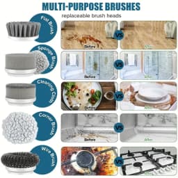 Electric Spin Scrubber, Bathroom Cordless Cleaning Brush Power Scrubber with 5 Replaceable Brush Heads, Electric Cleaning Brush