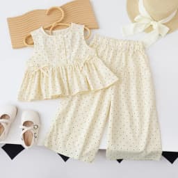 Children's Clothing Sets Retro Plaid Sleeveless Shirt +Flared Palazzo Pants 2pcs Sets Kids Boutique Clothes Baby Girl Outfit Set
