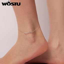 WOSTU Original 925 Sterling Silver Summer Anklet Turtle Shell Beach Chain Stackable For Women Birthday Party Gift Fine Jewelry