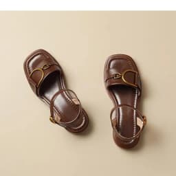 Summer Soft Leather Retro Fashion Sandals Women's Open Toe Single Strap Low Heel Shoes Metal Buckle Roman Shoes 2025