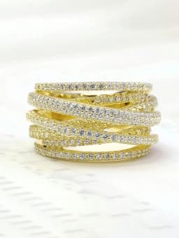 925 Sterling Silver Classic Vintage Line Wrap Zircon Ring For Women Daily Outfits Party Luxury Fashion High Quality Fine Jewelry