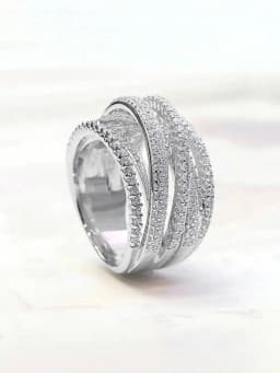 925 Sterling Silver Classic Vintage Line Wrap Zircon Ring For Women Daily Outfits Party Luxury Fashion High Quality Fine Jewelry