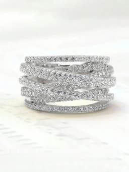 925 Sterling Silver Classic Vintage Line Wrap Zircon Ring For Women Daily Outfits Party Luxury Fashion High Quality Fine Jewelry
