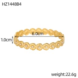 Luxury Bangles Popular Stainless Steel Trendy High Quality Inlaid With Full Zircon Gold Plated Clover Four-leaf Shape Bangles