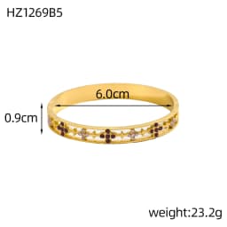Luxury Bangles Popular Stainless Steel Trendy High Quality Inlaid With Full Zircon Gold Plated Clover Four-leaf Shape Bangles