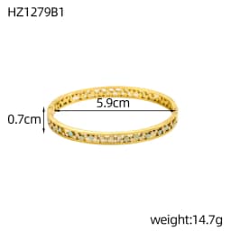 Luxury Bangles Popular Stainless Steel Trendy High Quality Inlaid With Full Zircon Gold Plated Clover Four-leaf Shape Bangles