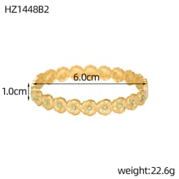 Luxury Bangles Popular Stainless Steel Trendy High Quality Inlaid With Full Zircon Gold Plated Clover Four-leaf Shape Bangles
