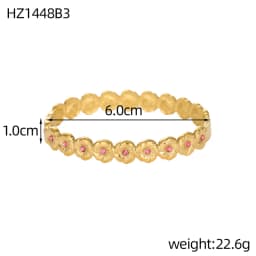 Luxury Bangles Popular Stainless Steel Trendy High Quality Inlaid With Full Zircon Gold Plated Clover Four-leaf Shape Bangles