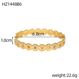 Luxury Bangles Popular Stainless Steel Trendy High Quality Inlaid With Full Zircon Gold Plated Clover Four-leaf Shape Bangles