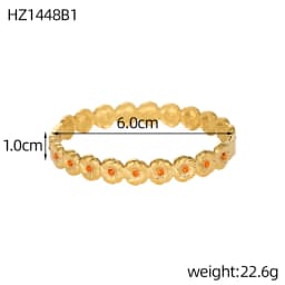 Luxury Bangles Popular Stainless Steel Trendy High Quality Inlaid With Full Zircon Gold Plated Clover Four-leaf Shape Bangles